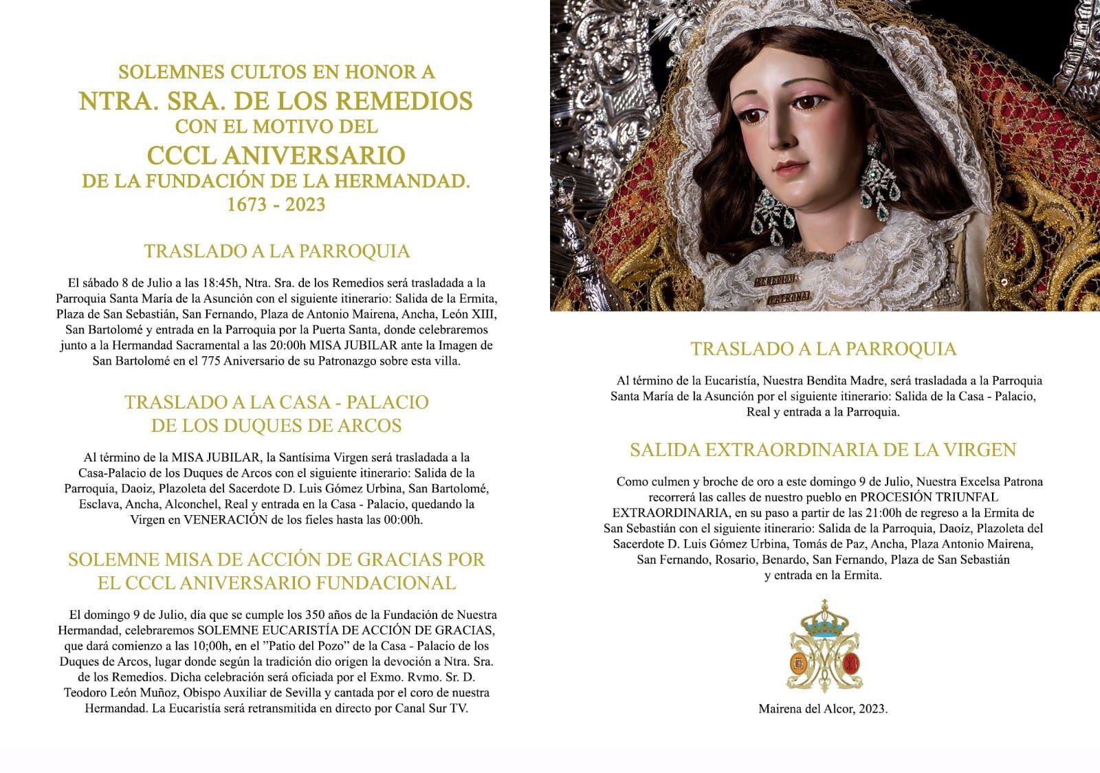 SOLEMNES CULTOS EN HONOR A LA PATRONA CON MOTIVO DEL 350 ANIVERSARIO DE ...